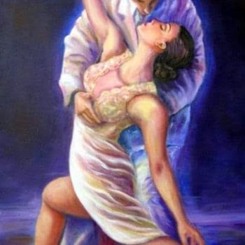 Painting titled "Romance tango" by Lucie Robichaud, Original Artwork, Oil