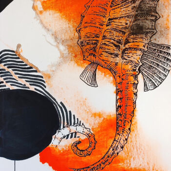 Schilderij getiteld "Seahorse" door Aljona Shapovalova, Origineel Kunstwerk, Acryl