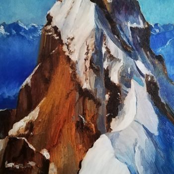 Картина под названием ""Гора Ушба"" - Almira Krechetova, Подлинное произведение искусства, Масло Установлен на Деревянная ра…