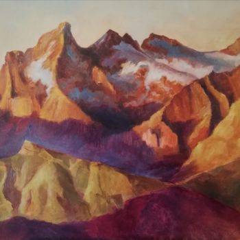 Картина под названием ""Швейцарские Альпы"" - Almira Krechetova, Подлинное произведение искусства, Масло Установлен на Дерев…