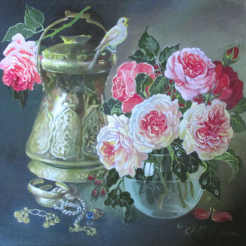 绘画 标题为“Соловей и розы” 由Alla-Aqua, 原创艺术品, 油