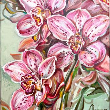 Painting titled "Orchids" by Alla Badsar, Original Artwork, Acrylic