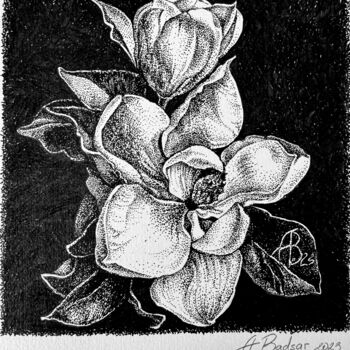 Painting titled "Magnolia" by Alla Badsar, Original Artwork, Ink