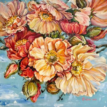 Painting titled "Colourful blossoms" by Alla Badsar, Original Artwork, Oil
