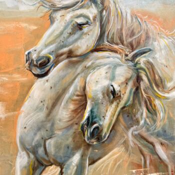 Peinture intitulée "Horses" par Alla Badsar, Œuvre d'art originale, Huile