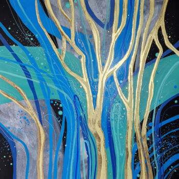 Painting titled "MAGIC FOREST part 1" by Alla Broska, Original Artwork, Acrylic Mounted on Wood Stretcher frame