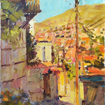 Malerei mit dem Titel "Old street in Maced…" von Alla Khvastunova, Original-Kunstwerk, Öl