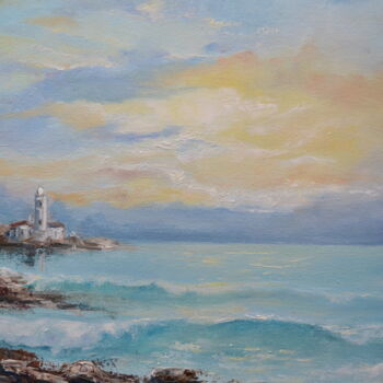 Painting titled "Sunrise Seascape" by Alla Kyzymenko, Original Artwork, Oil