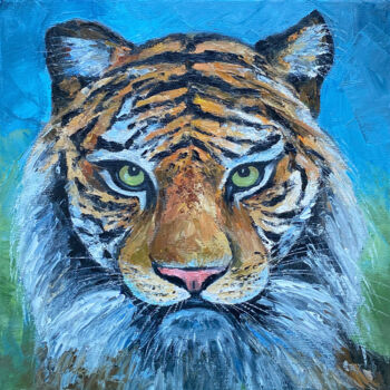 Painting titled "Tiger" by Alla Kyzymenko, Original Artwork, Oil