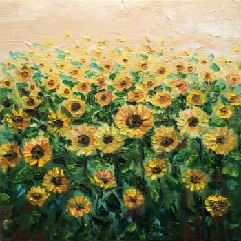 Картина под названием "Sunflowers" - Alla Kyzymenko, Подлинное произведение искусства, Масло