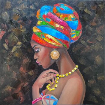 Peinture intitulée "African Woman" par Alla Kyzymenko, Œuvre d'art originale, Huile