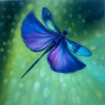 Painting titled "Dragonfly Painting" by Alla Kyzymenko, Original Artwork, Oil