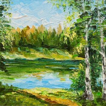 Peinture intitulée "Birches" par Alla Kyzymenko, Œuvre d'art originale, Huile