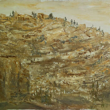 Painting titled "Jerusalem." by Alla Ronikier, Original Artwork, Oil Mounted on Wood Stretcher frame