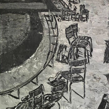 Malarstwo zatytułowany „Paris. Chairs” autorstwa Alla Ronikier, Oryginalna praca, Olej Zamontowany na Drewniana rama noszy