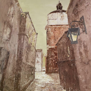 Painting titled "Lublin." by Alla Ronikier, Original Artwork, Oil Mounted on Wood Stretcher frame