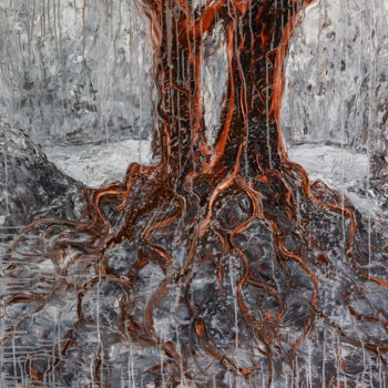 Painting titled "Saga of the Trees 1" by Alla Ronikier, Original Artwork, Oil