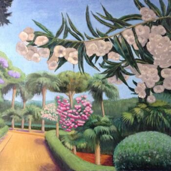 Картина под названием "Пейзаж с белой ветк…" - Алла Сенаторова, Подлинное произведение искусства, Масло