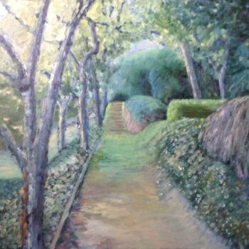 Картина под названием "Яблоневый сад." - Алла Сенаторова, Подлинное произведение искусства, Масло
