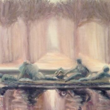 Painting titled "Раннее утро,туман,…" by Alla Senatorova, Original Artwork, Oil