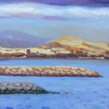 Pintura intitulada "Кипр. Море и камни." por Alla Senatorova, Obras de arte originais, Óleo