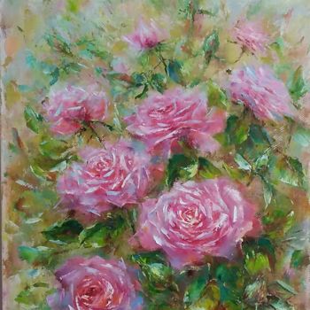 Malarstwo zatytułowany „Roses / Розы” autorstwa Alla Tatarinova, Oryginalna praca, Olej