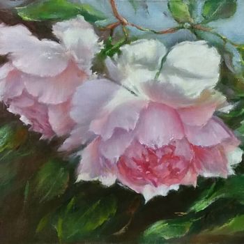 Картина под названием "Branch of roses" - Alla Tatarinova, Подлинное произведение искусства, Масло