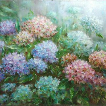 Malarstwo zatytułowany „Hydrangeas” autorstwa Alla Tatarinova, Oryginalna praca, Olej