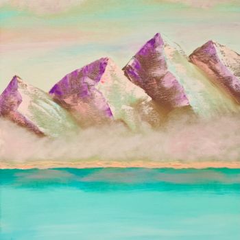 Peinture intitulée "Mountain lake Origi…" par Alla Al, Œuvre d'art originale, Huile Monté sur Châssis en bois
