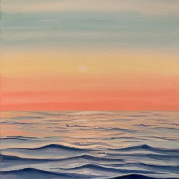 Painting titled "Sea oil painting" by Alla Al, Original Artwork, Oil Mounted on Wood Stretcher frame