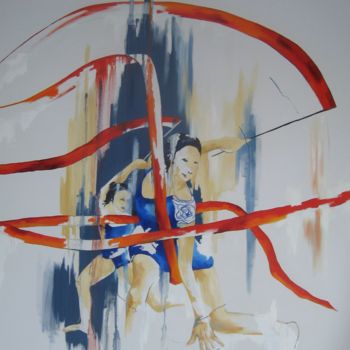 Peinture intitulée "fils rougeoyants" par Allais Rabeux, Œuvre d'art originale, Huile