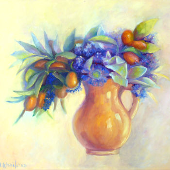 Painting titled "Les kumquats" by Alla Mikhailova, Original Artwork, Oil