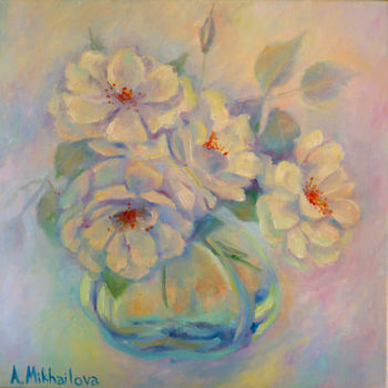 Painting titled "Les Roses Sauvages" by Alla Mikhailova, Original Artwork, Oil