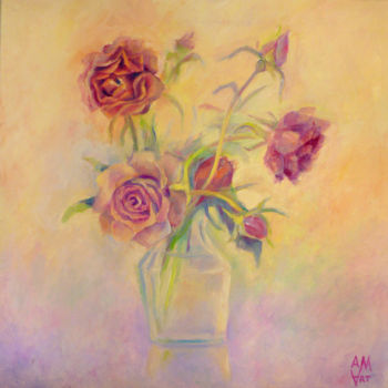 Painting titled "Bonjour Roses" by Alla Mikhailova, Original Artwork, Oil
