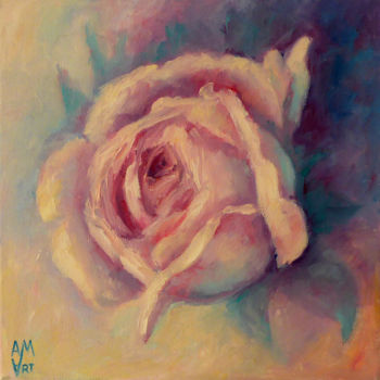 Malarstwo zatytułowany „Vintage Rose” autorstwa Alla Mikhailova, Oryginalna praca, Olej