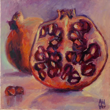 Painting titled "Pomgranates" by Alla Mikhailova, Original Artwork, Oil