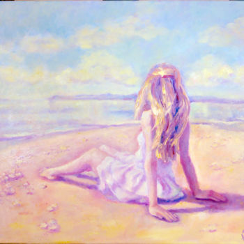 Painting titled "Sea and Sun" by Alla Mikhailova, Original Artwork, Oil