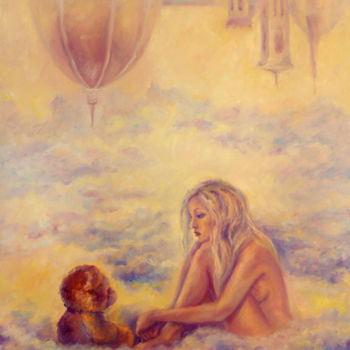 Painting titled "Nuages ​​en Peluche" by Alla Mikhailova, Original Artwork, Oil