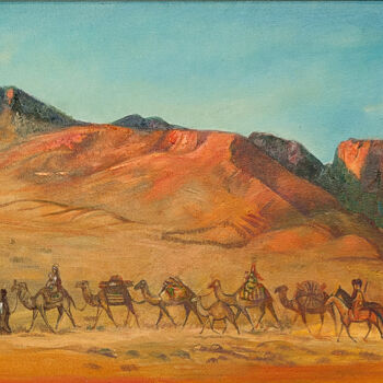Painting titled "Caravan main" by Allamyrat Muhammedov, Original Artwork, Oil