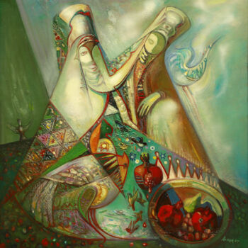 Картина под названием "Eastern sonata" - Allamyrat Muhammedov, Подлинное произведение искусства, Масло