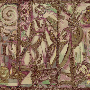 Painting titled "Ederne mosaic" by Allamyrat Muhammedov, Original Artwork, Oil
