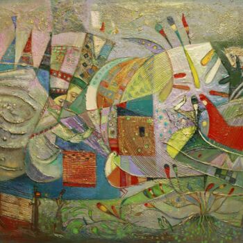 Peinture intitulée "Nowruz" par Allamyrat Muhammedov, Œuvre d'art originale, Huile