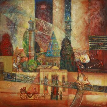 Pittura intitolato "Mausoleum of Shahre…" da Allamyrat Muhammedov, Opera d'arte originale, Olio