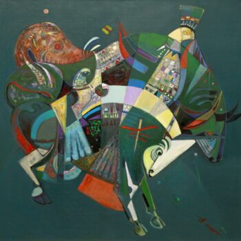 Peinture intitulée "The rhythm of the t…" par Allamyrat Muhammedov, Œuvre d'art originale, Huile