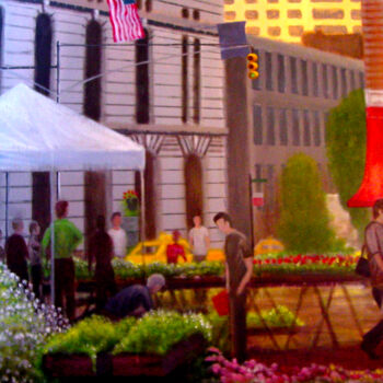 Картина под названием "Union Square" - Allan Linder, Подлинное произведение искусства, Акрил Установлен на Деревянная рама д…