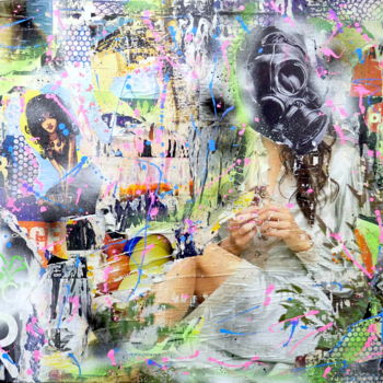 Collages intitulée ""Respire"" par Allan Martel, Œuvre d'art originale, Collages