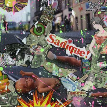 Collages getiteld ""Sadique"" door Allan Martel, Origineel Kunstwerk, Collages