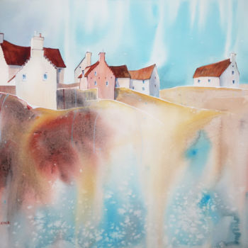 Картина под названием "Pittenweem village." - Alla Vlaskina, Подлинное произведение искусства, Акварель
