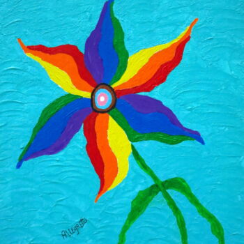 Painting titled "PRIDE FLAG DAISY" by Allegretto, Original Artwork, Acrylic