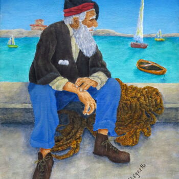 Pintura titulada "ITALIAN FISHERMAN" por Allegretto, Obra de arte original, Acrílico Montado en Bastidor de camilla de madera